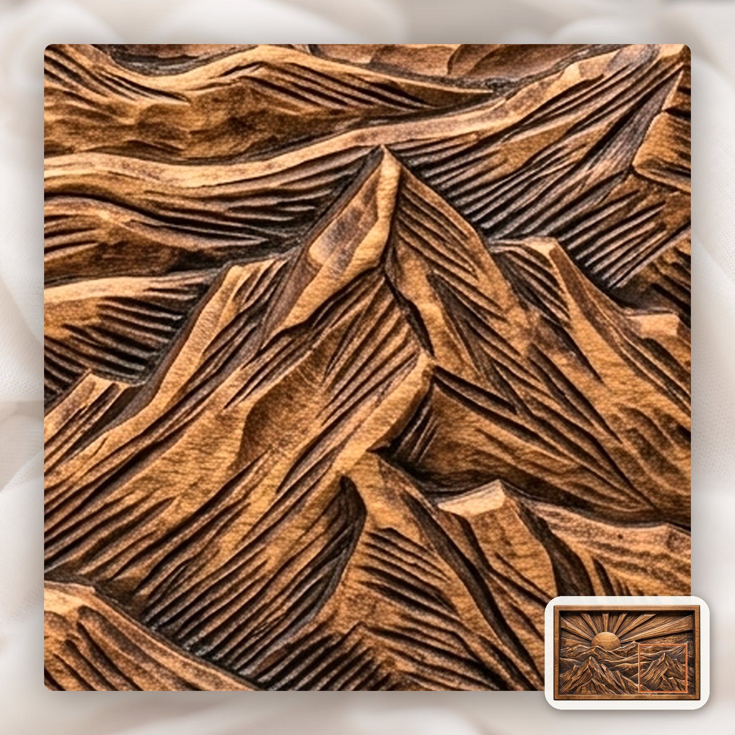 Mountain Sunrise Landscape CNC Relief STL bas-relief STL — view 11
