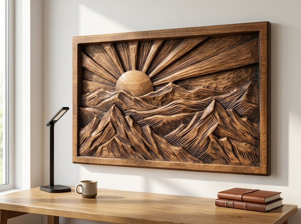Mountain Sunrise Landscape CNC Relief STL bas-relief STL — view 13