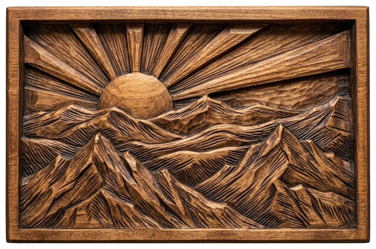 Mountain Sunrise Landscape CNC Relief STL bas-relief STL — view 14