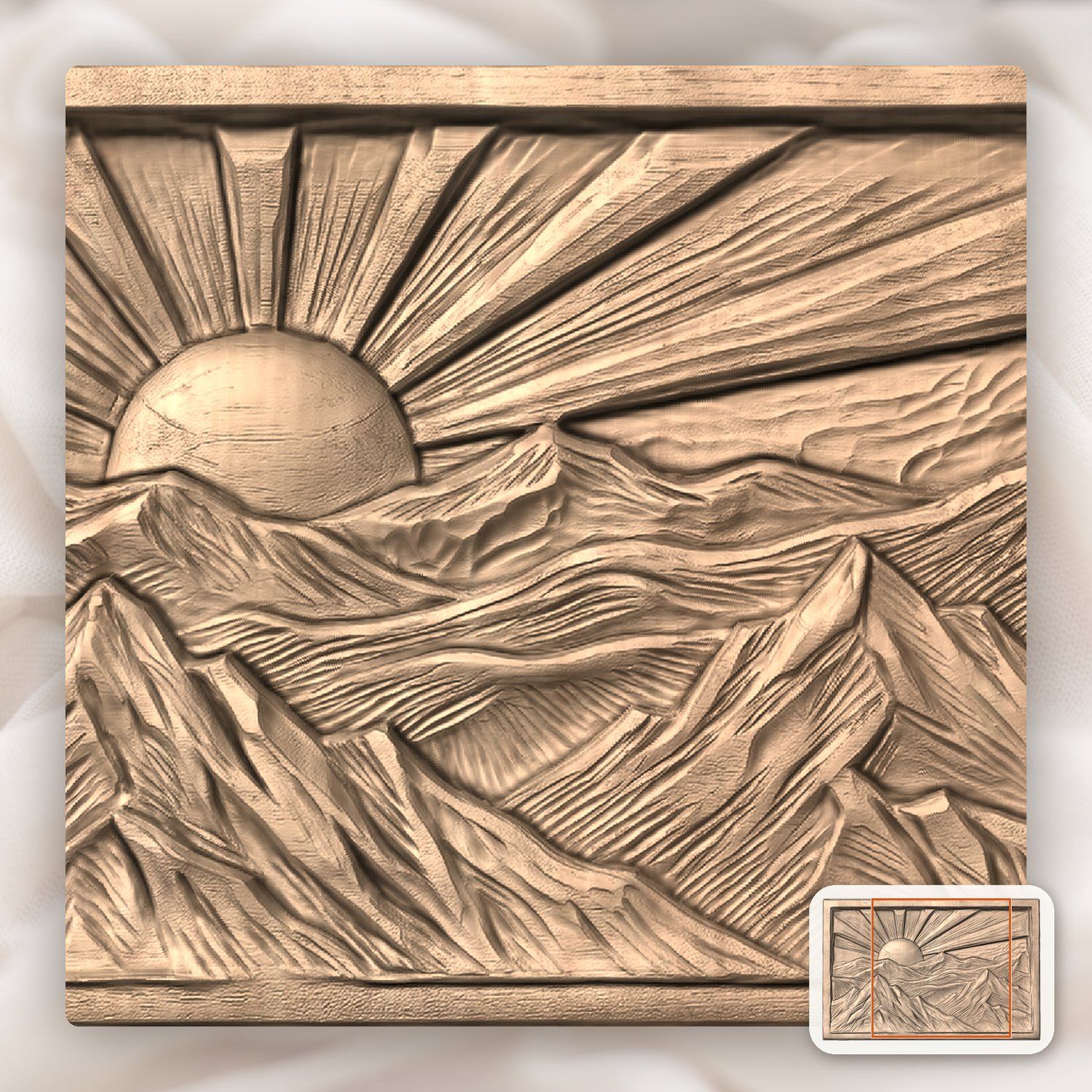 Mountain Sunrise Landscape CNC Relief STL bas-relief STL — view 6