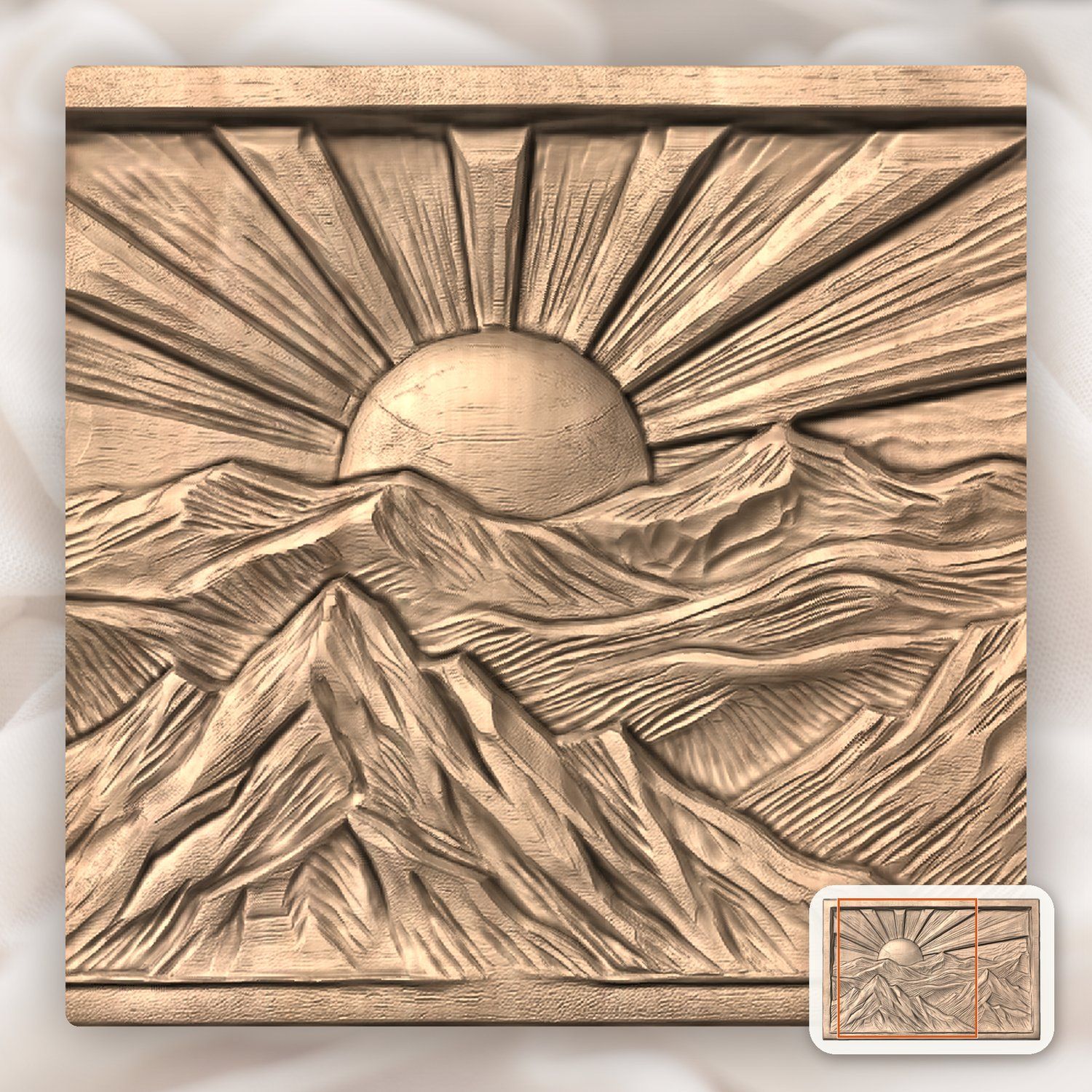 Mountain Sunrise Landscape CNC Relief STL bas-relief STL — view 8