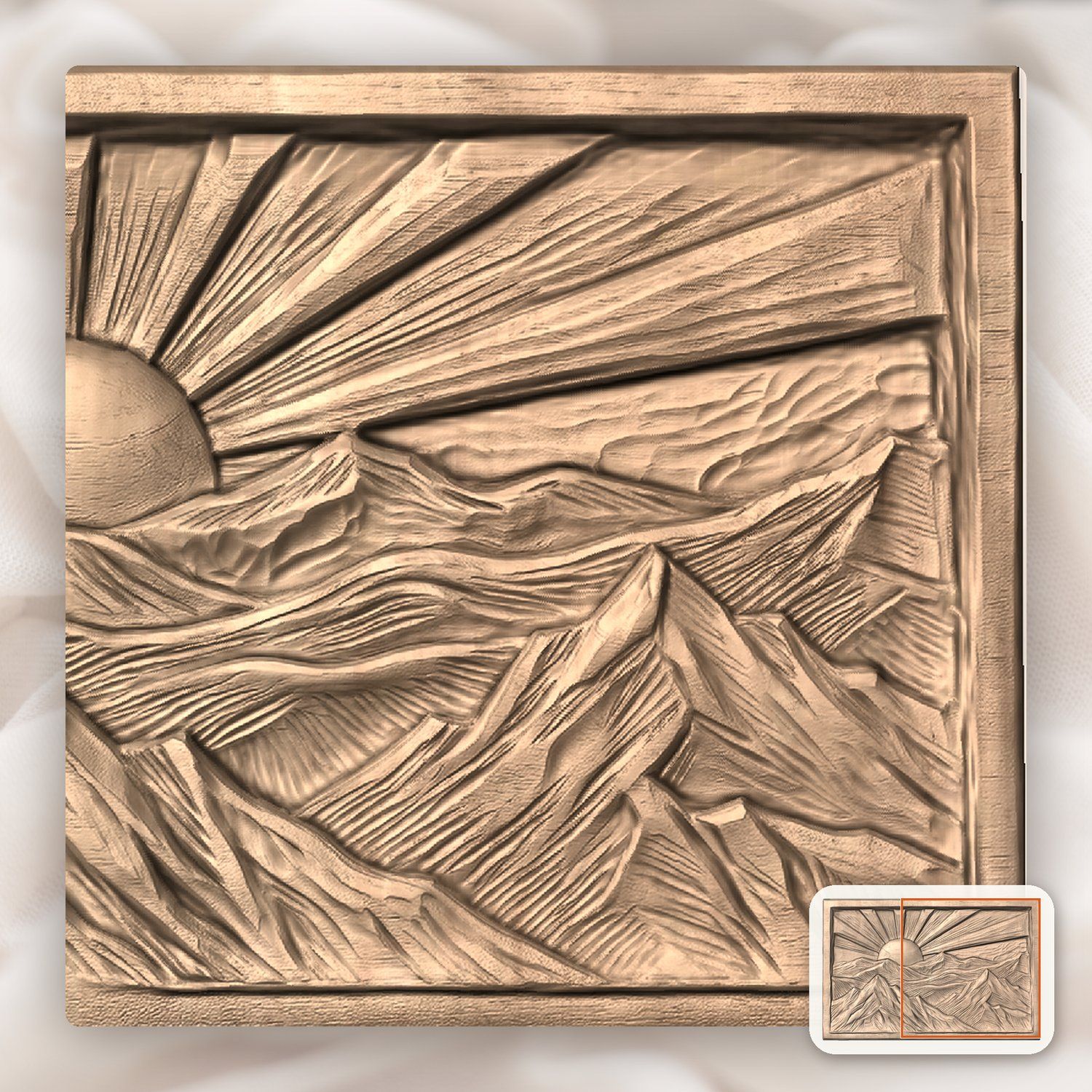 Mountain Sunrise Landscape CNC Relief STL bas-relief STL — view 9