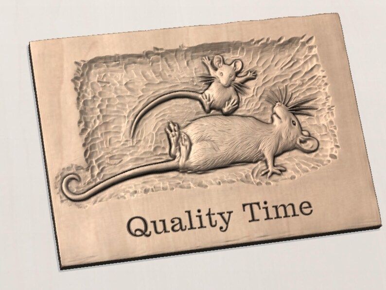Quality Time Mouse and Baby Bas-Relief Carving STL bas-relief STL — view 2