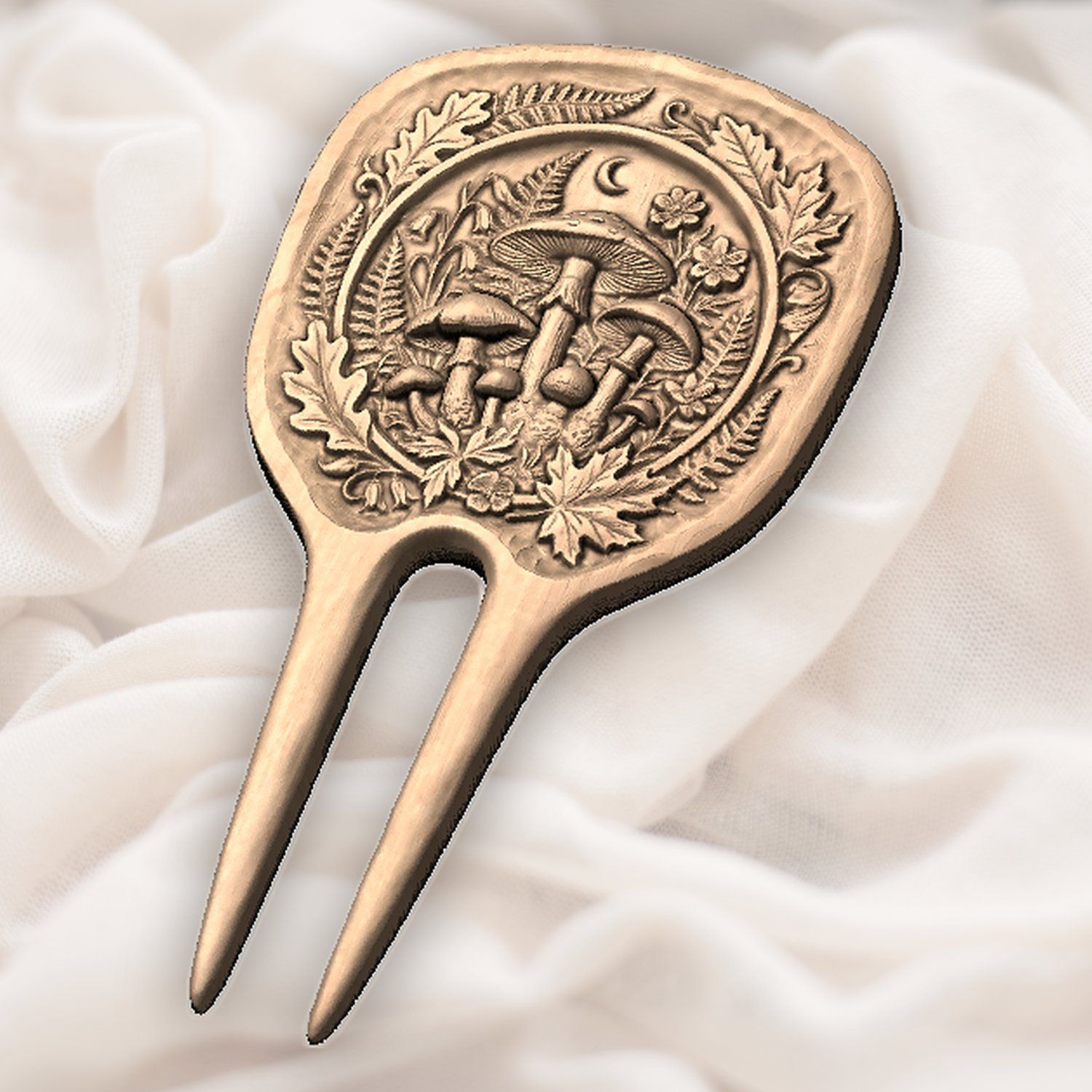 Mushroom Woodland Hair Fork CNC Relief STL bas-relief STL — view 6