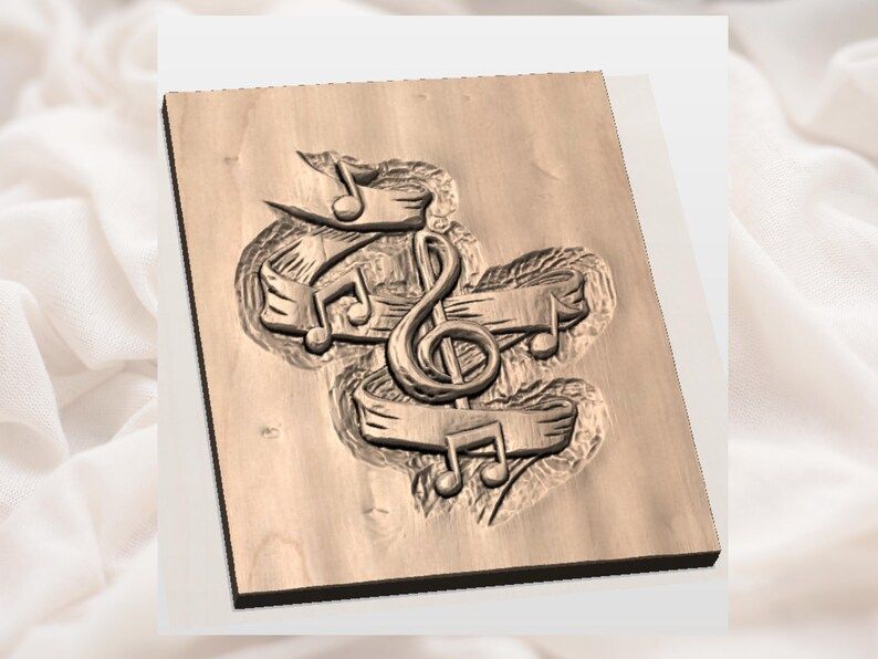 Treble Clef and Floating Music Notes Bas-Relief STL bas-relief STL — view 3