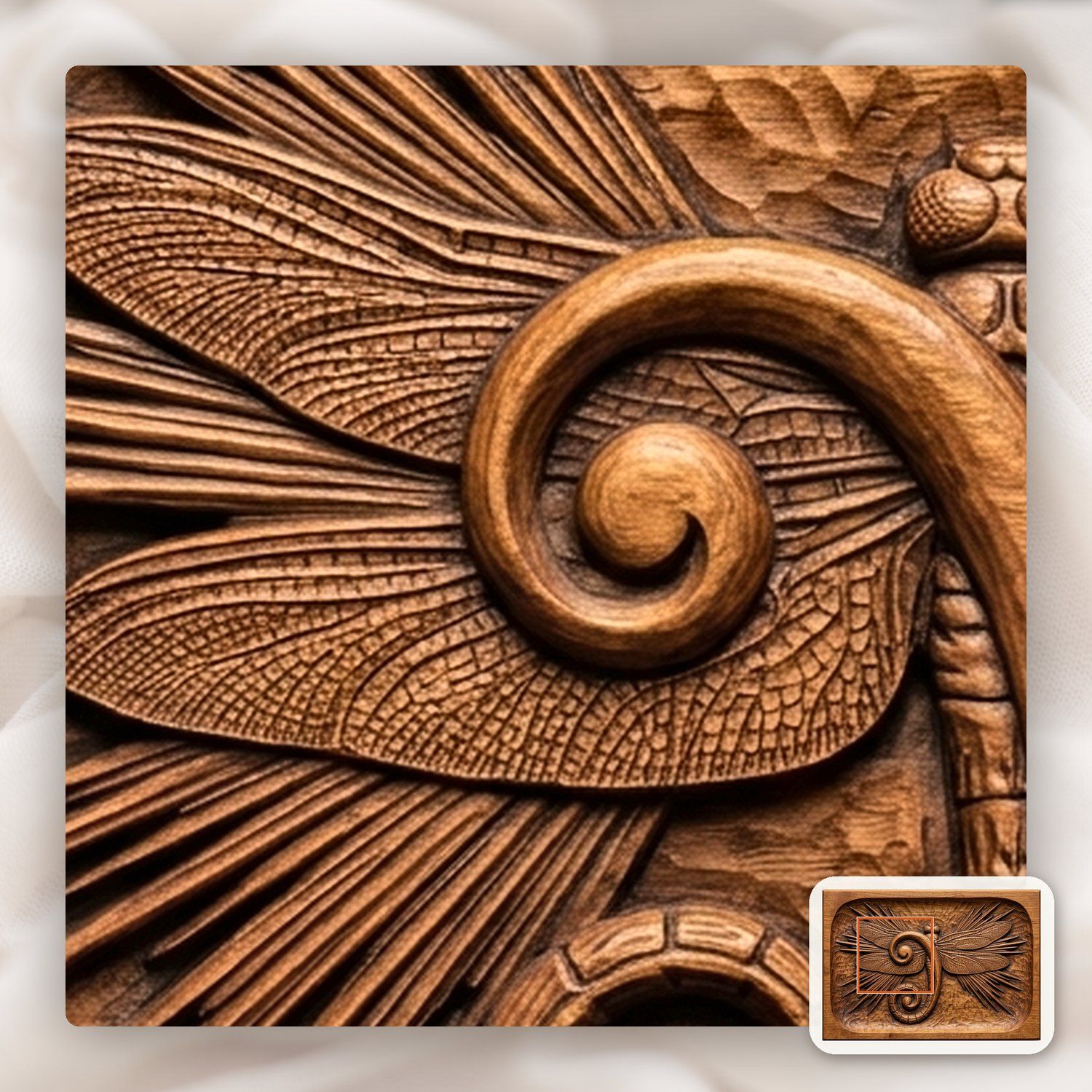 Musical Bass Clef Dragonfly CNC Relief STL bas-relief STL — view 12