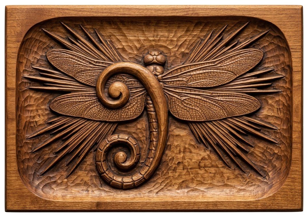 Musical Bass Clef Dragonfly CNC Relief STL bas-relief STL — view 4