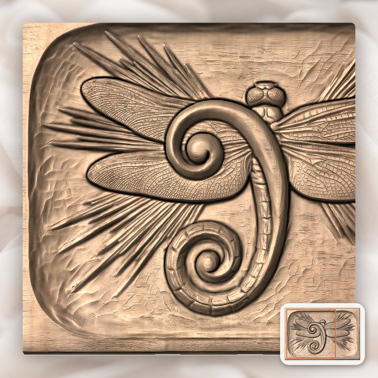 Musical Bass Clef Dragonfly CNC Relief STL bas-relief STL — view 7