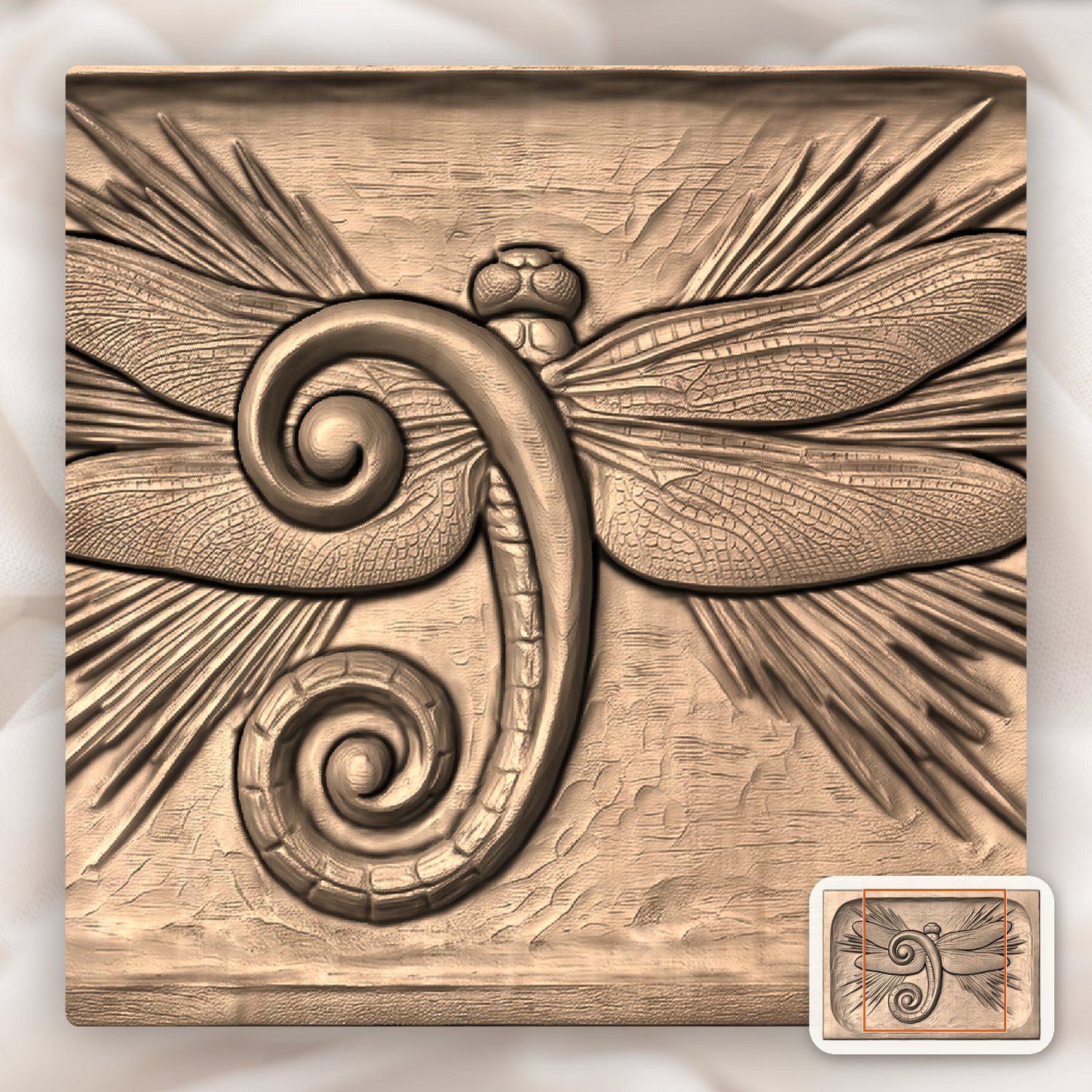 Musical Bass Clef Dragonfly CNC Relief STL bas-relief STL — view 8