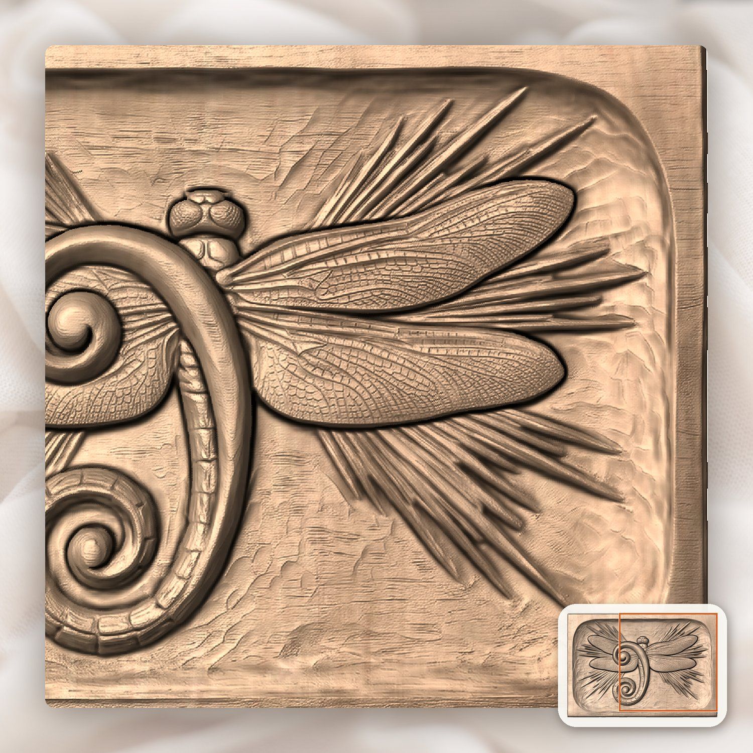 Musical Bass Clef Dragonfly CNC Relief STL bas-relief STL — view 9
