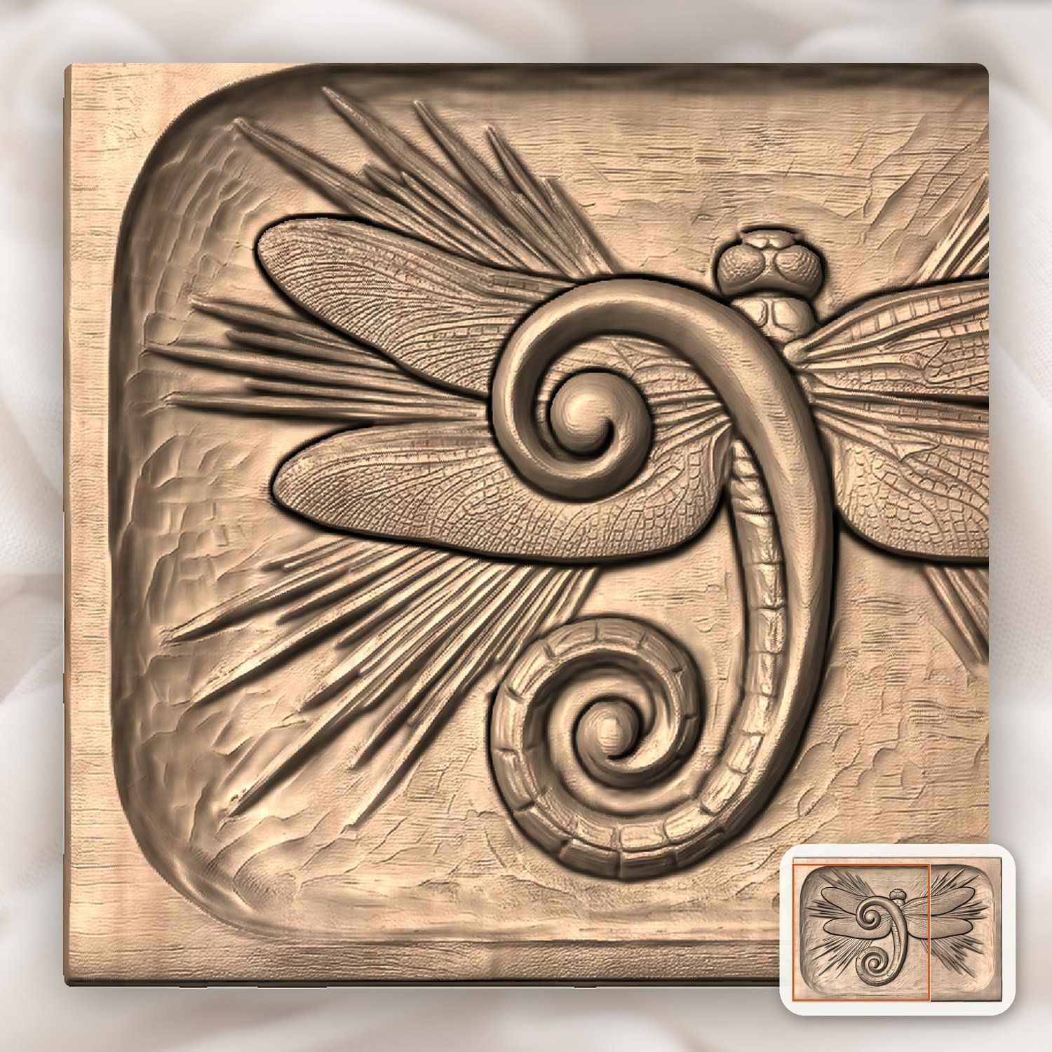 Musical Bass Clef Dragonfly CNC Relief STL bas-relief STL — view 10