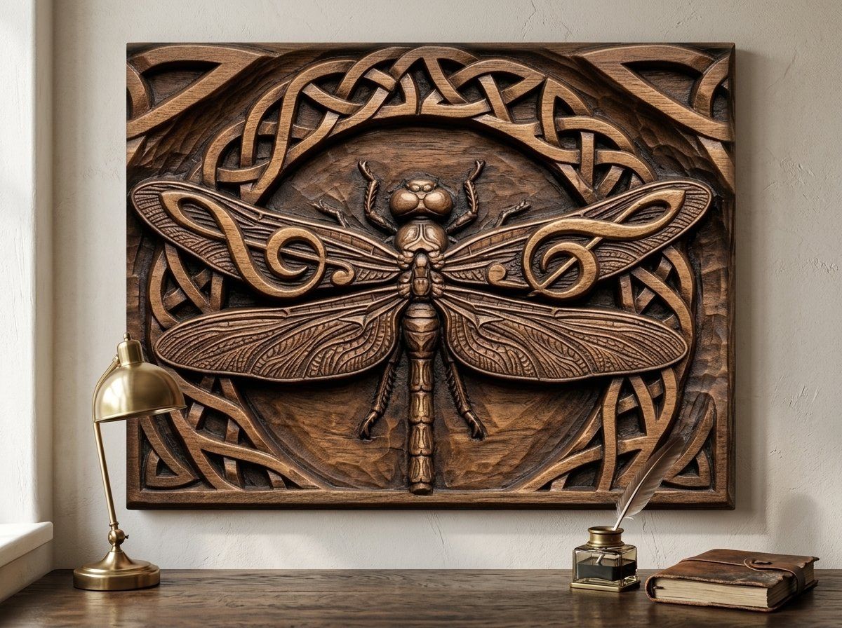 Musical Dragonfly Celtic CNC Relief STL bas-relief STL — view 13