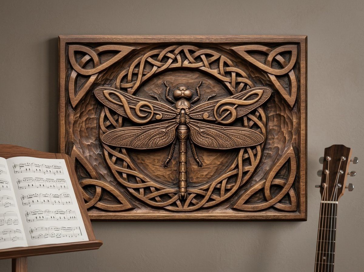 Musical Dragonfly Celtic CNC Relief STL bas-relief STL — view 14