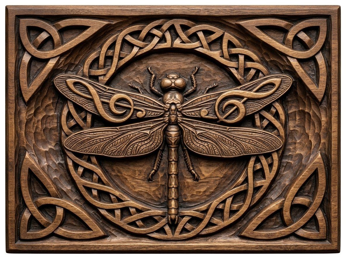 Musical Dragonfly Celtic CNC Relief STL bas-relief STL — view 4