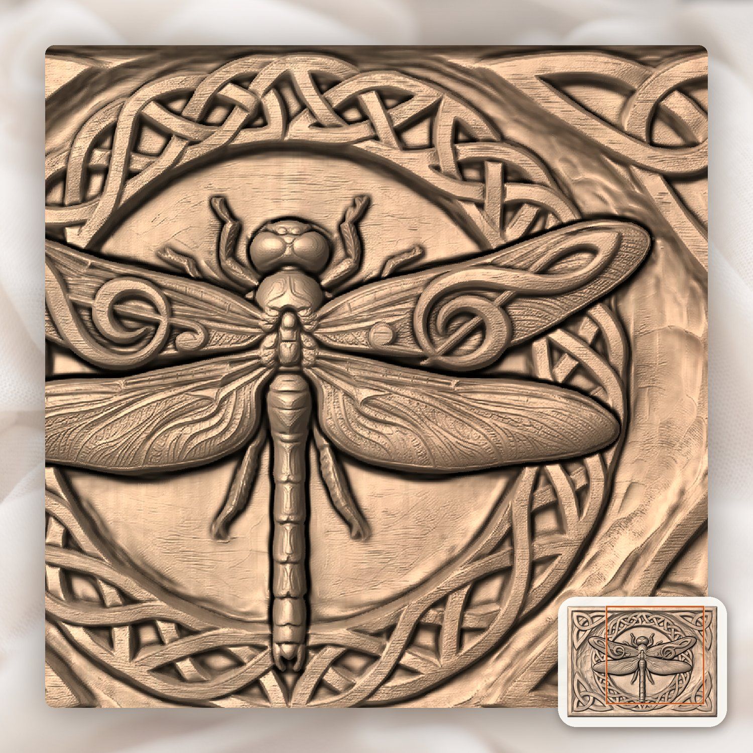 Musical Dragonfly Celtic CNC Relief STL bas-relief STL — view 8
