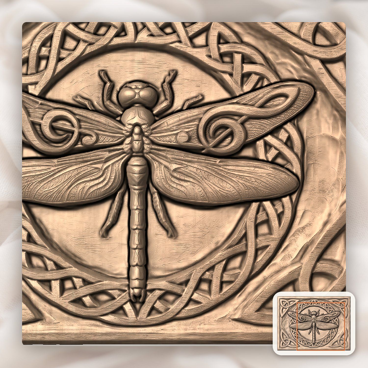 Musical Dragonfly Celtic CNC Relief STL bas-relief STL — view 9
