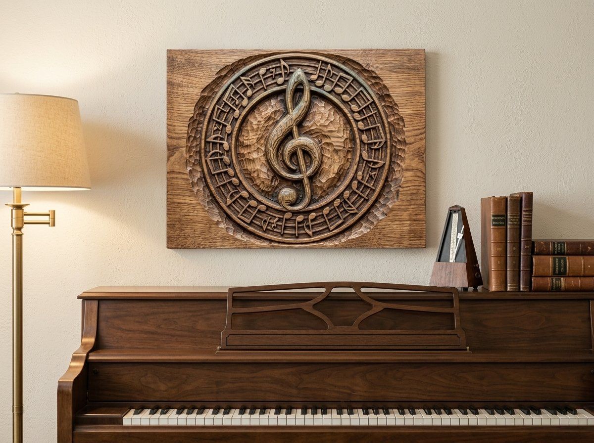 Musical Treble Clef Notes CNC Relief STL bas-relief STL — view 12