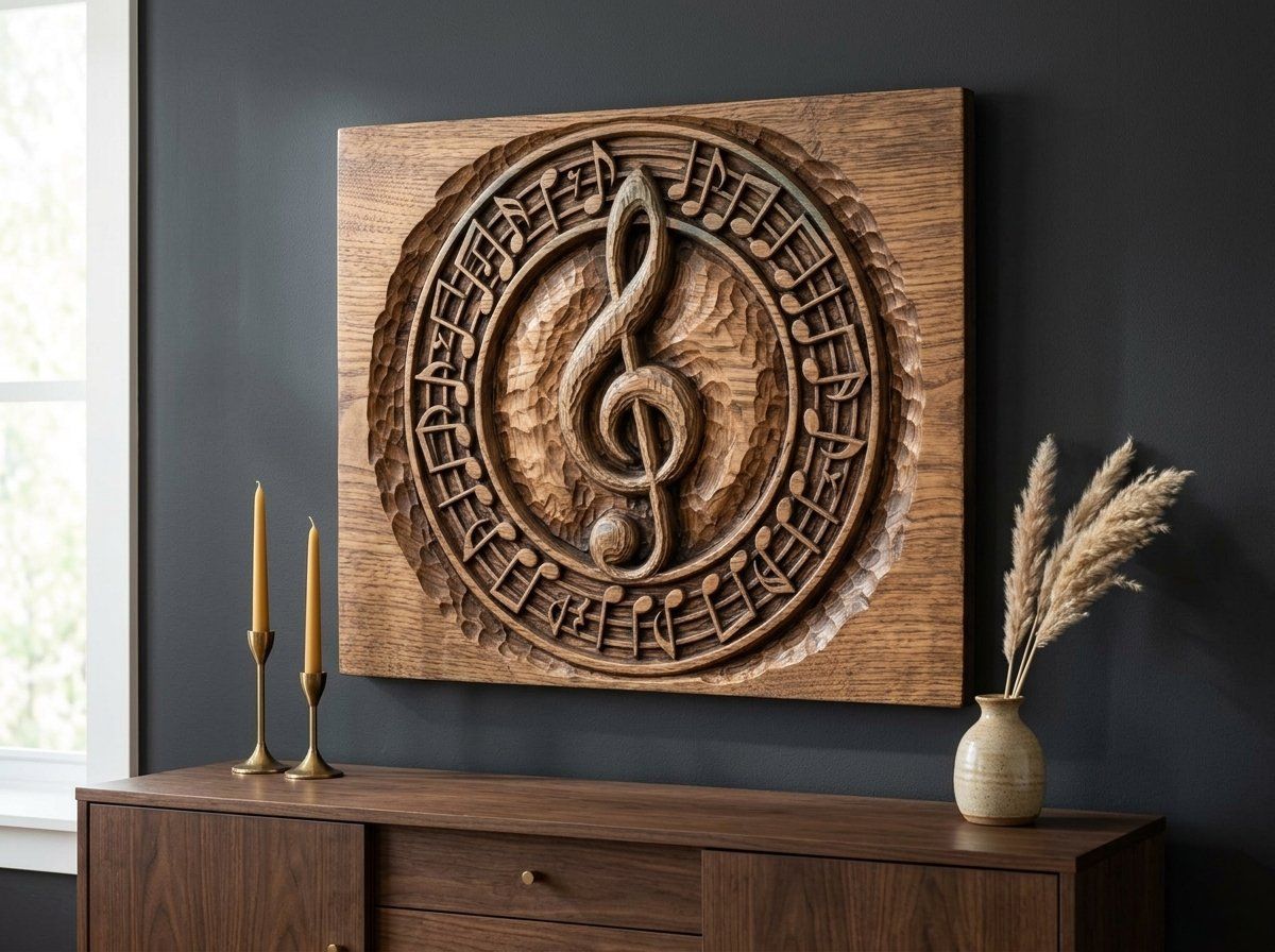 Musical Treble Clef Notes CNC Relief STL bas-relief STL — view 13