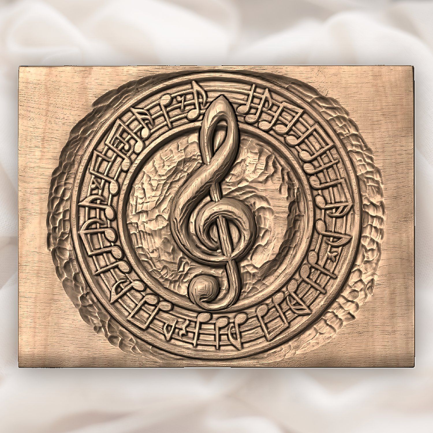Musical Treble Clef Notes CNC Relief STL bas-relief STL — view 4