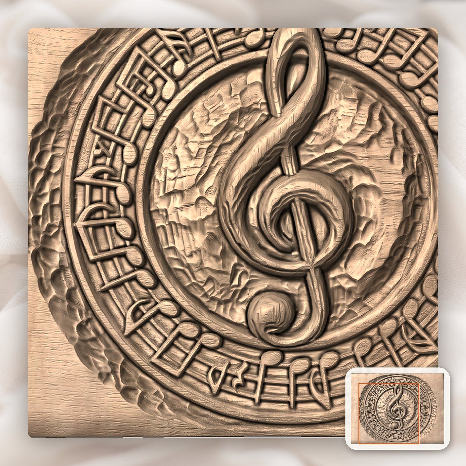 Musical Treble Clef Notes CNC Relief STL bas-relief STL — view 8