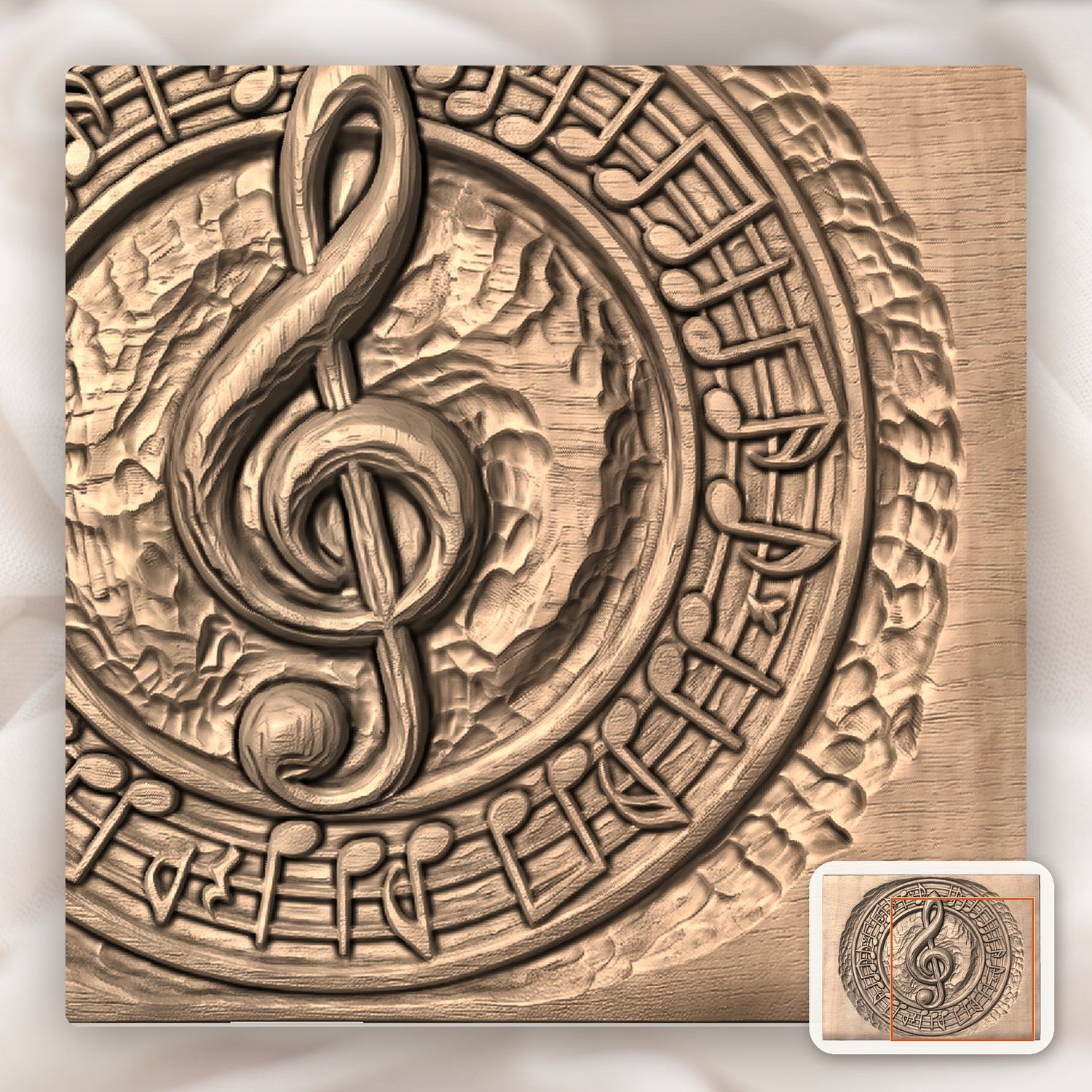 Musical Treble Clef Notes CNC Relief STL bas-relief STL — view 9