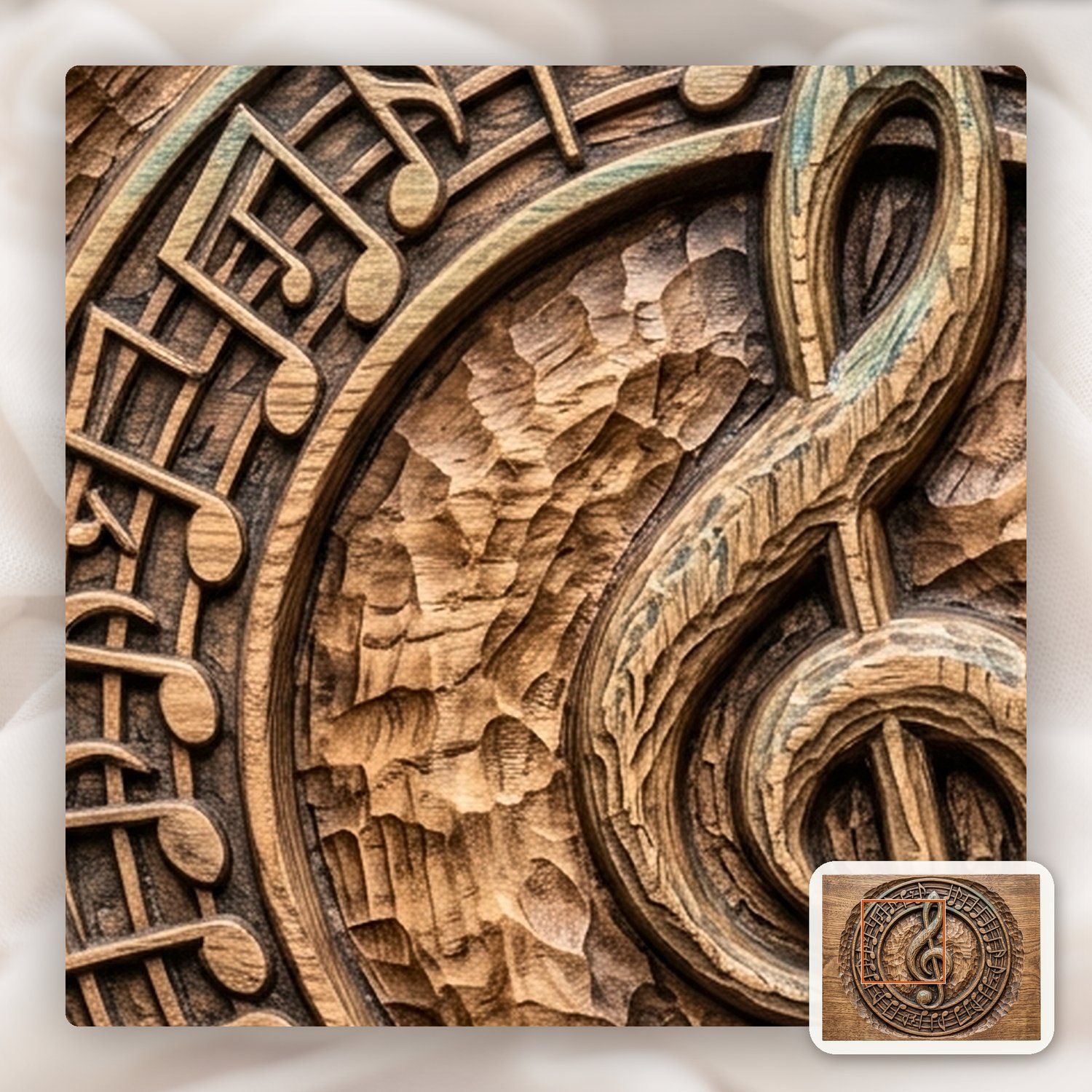 Musical Treble Clef Notes CNC Relief STL bas-relief STL — view 10