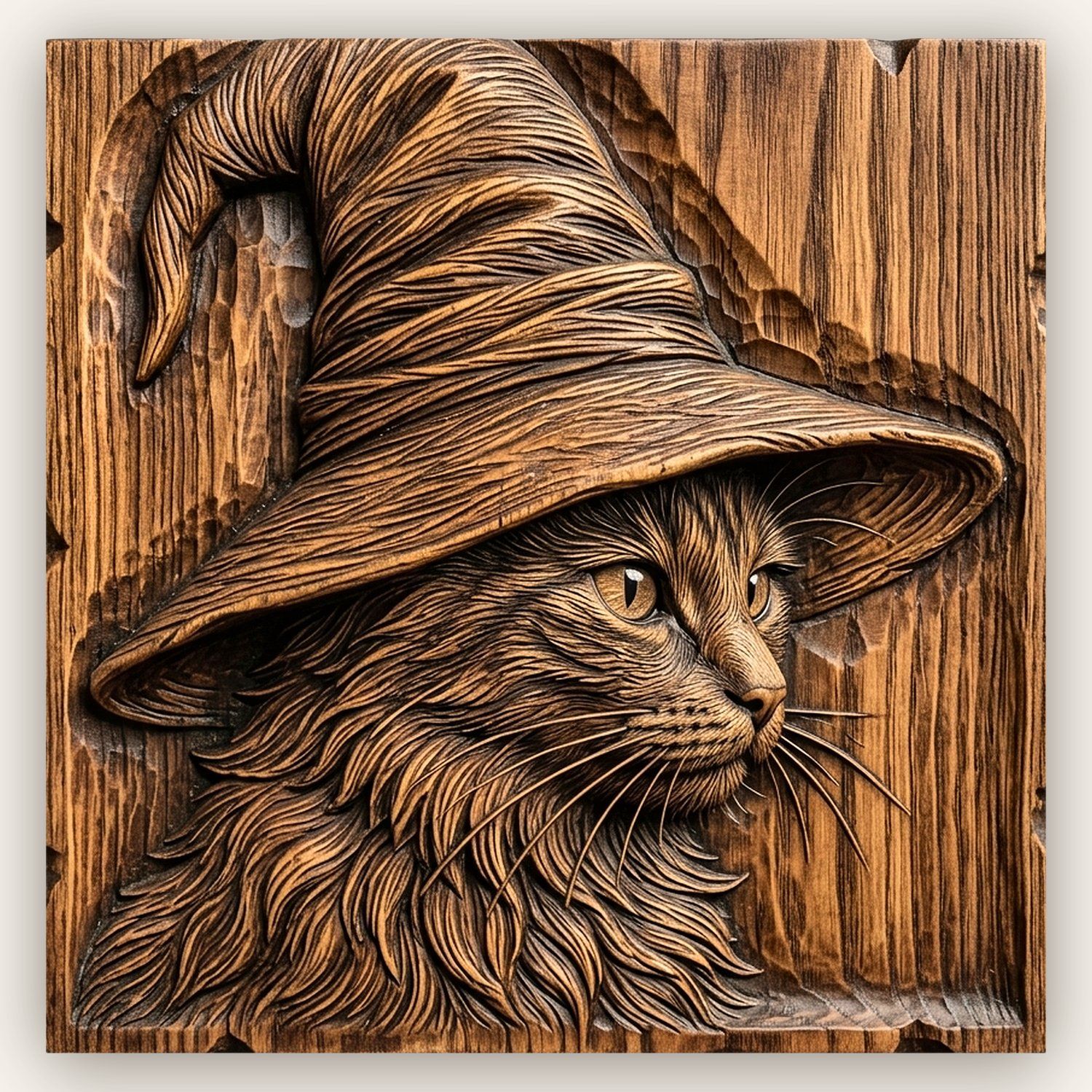 Mystic Wizard Cat CNC Relief STL bas-relief STL design