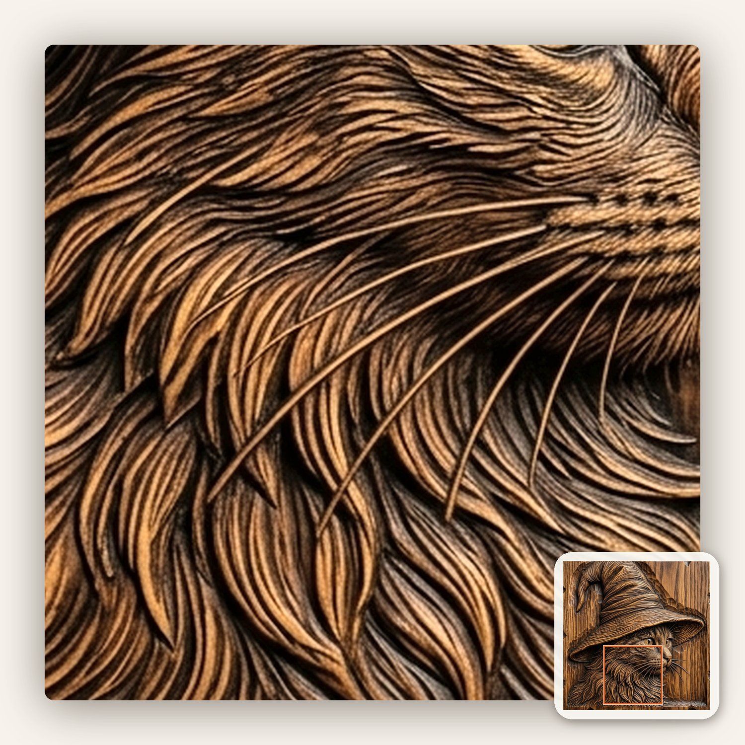 Mystic Wizard Cat CNC Relief STL bas-relief STL — view 11