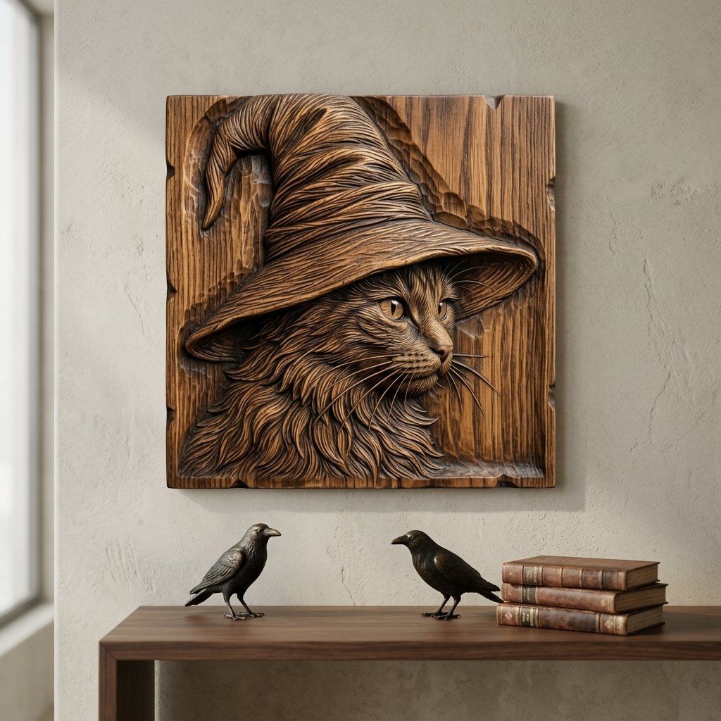 Mystic Wizard Cat CNC Relief STL bas-relief STL — view 12