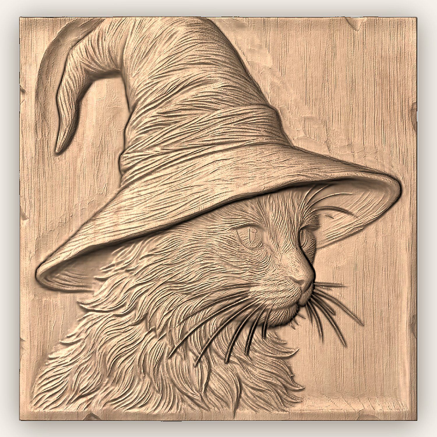 Mystic Wizard Cat CNC Relief STL bas-relief STL — view 3