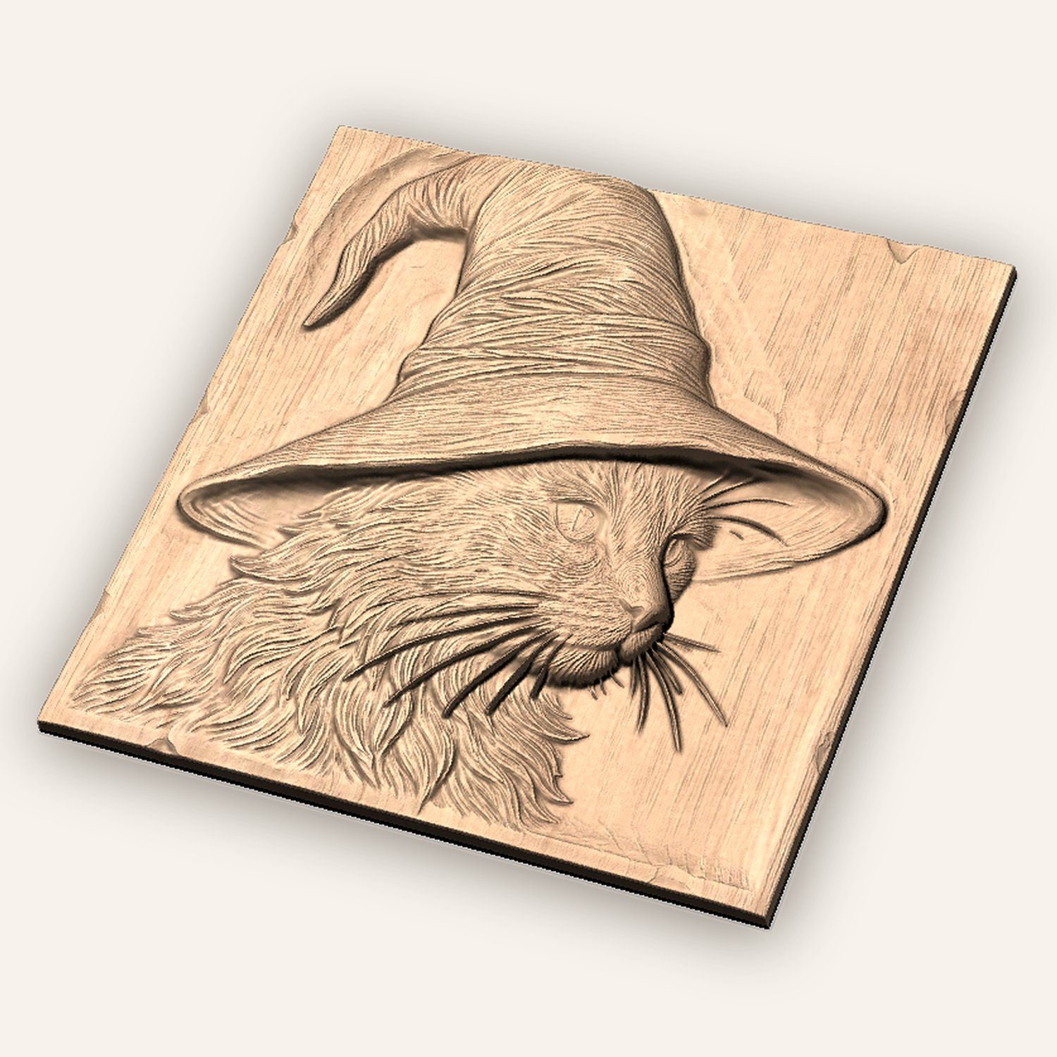 Mystic Wizard Cat CNC Relief STL bas-relief STL — view 4