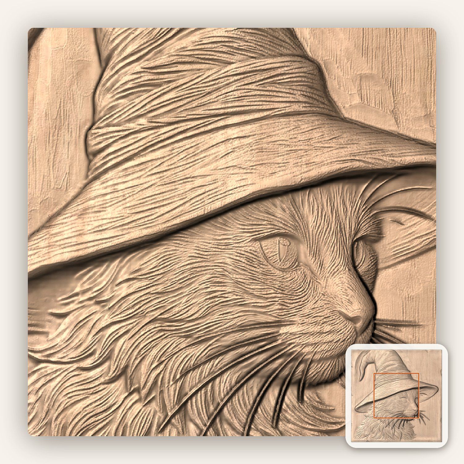 Mystic Wizard Cat CNC Relief STL bas-relief STL — view 5