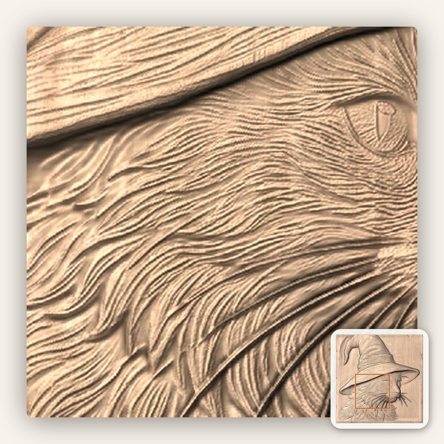 Mystic Wizard Cat CNC Relief STL bas-relief STL — view 6