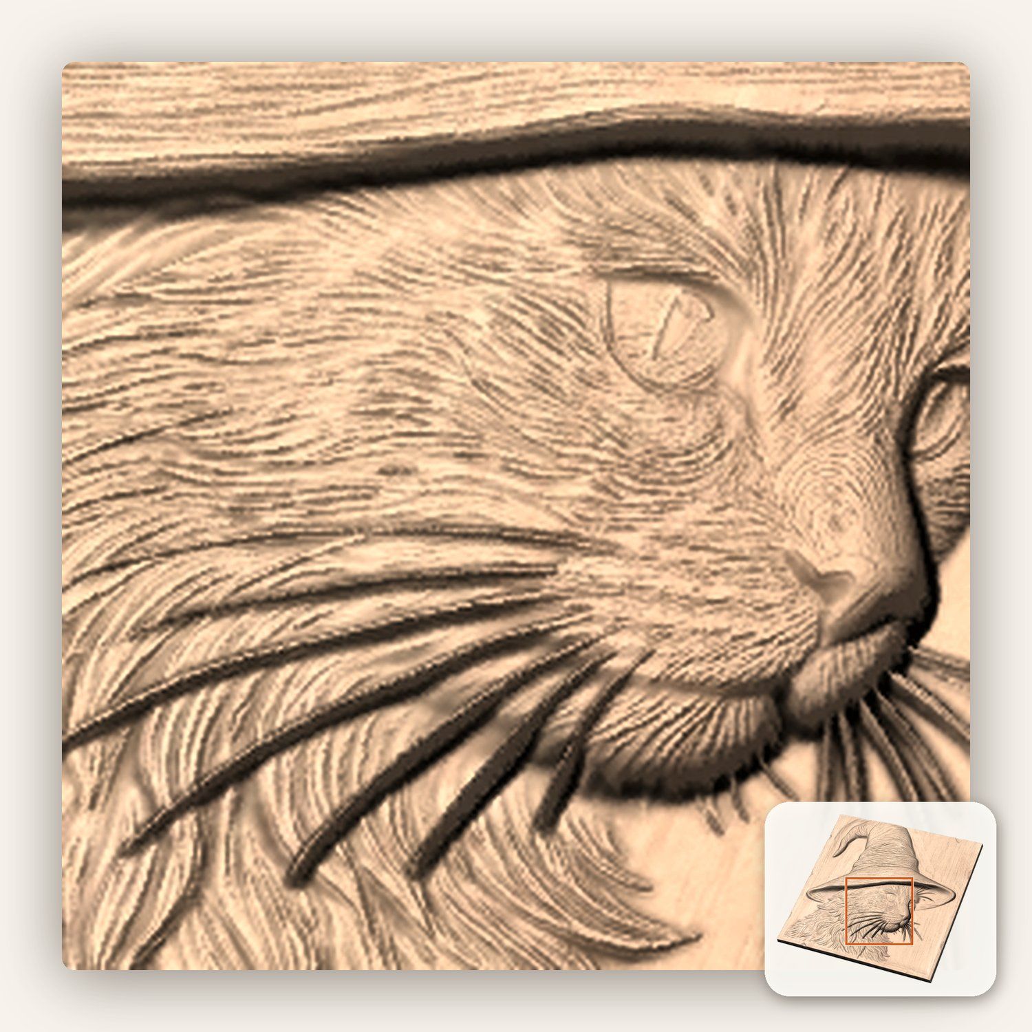 Mystic Wizard Cat CNC Relief STL bas-relief STL — view 8