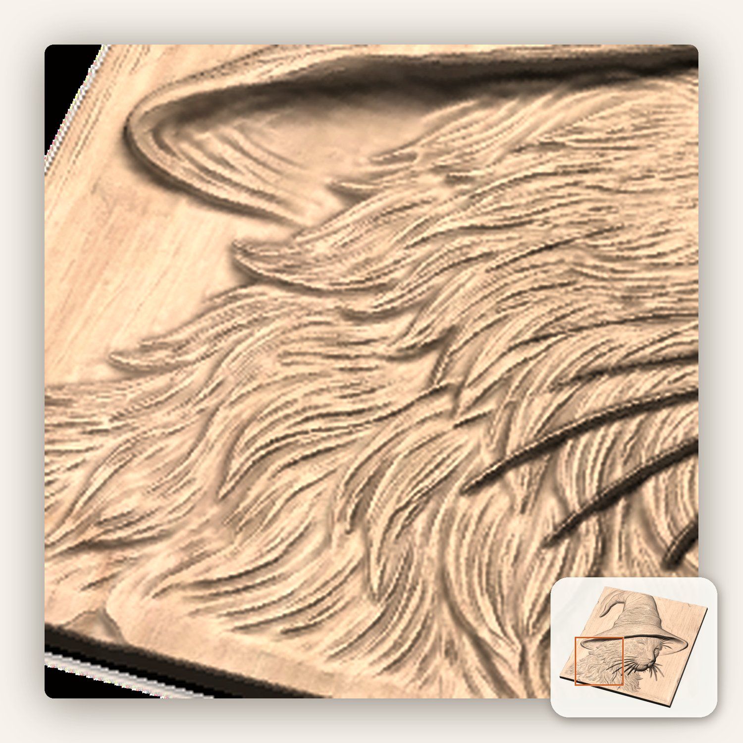 Mystic Wizard Cat CNC Relief STL bas-relief STL — view 9