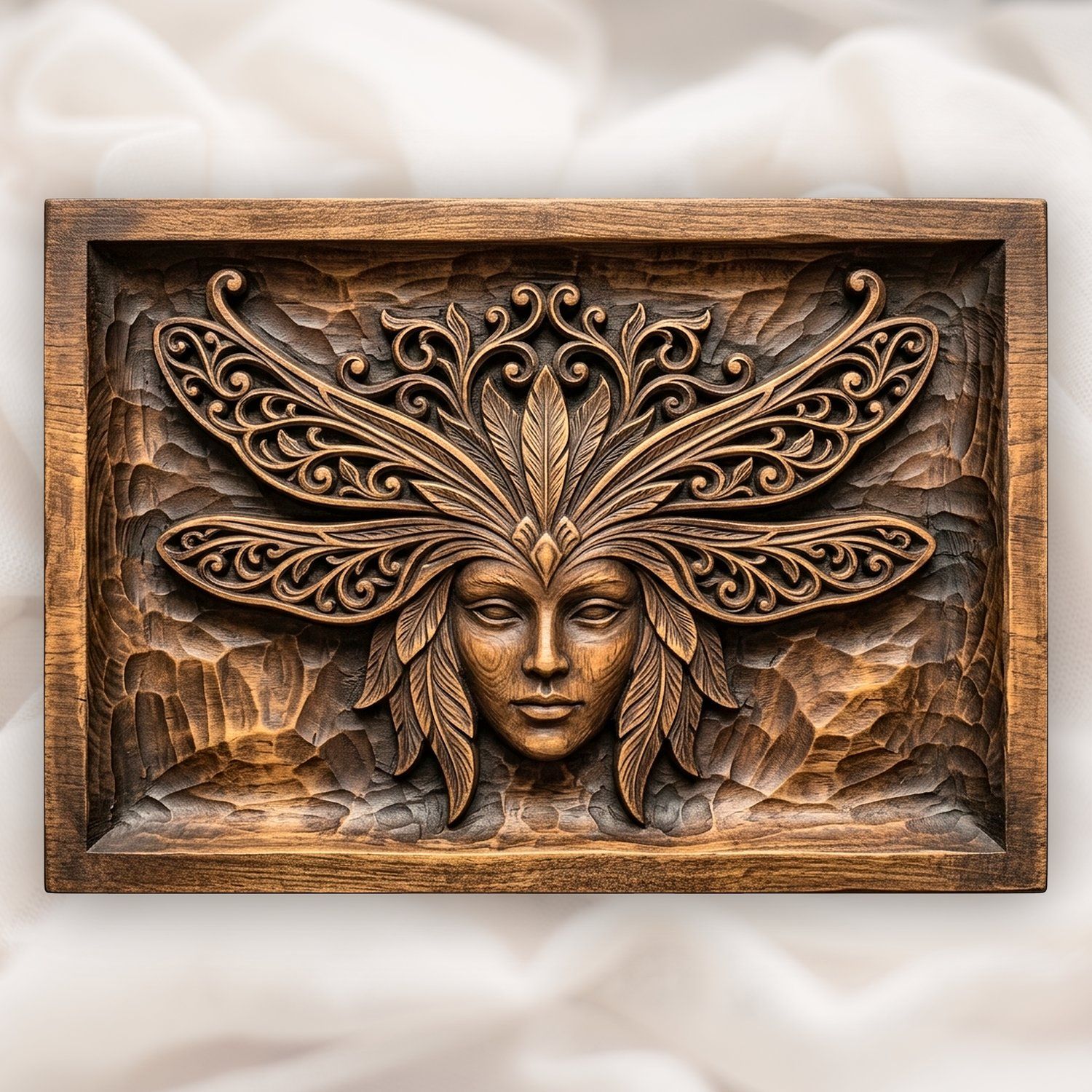 Mystical Dragonfly Mask Crown CNC Relief STL bas-relief STL design