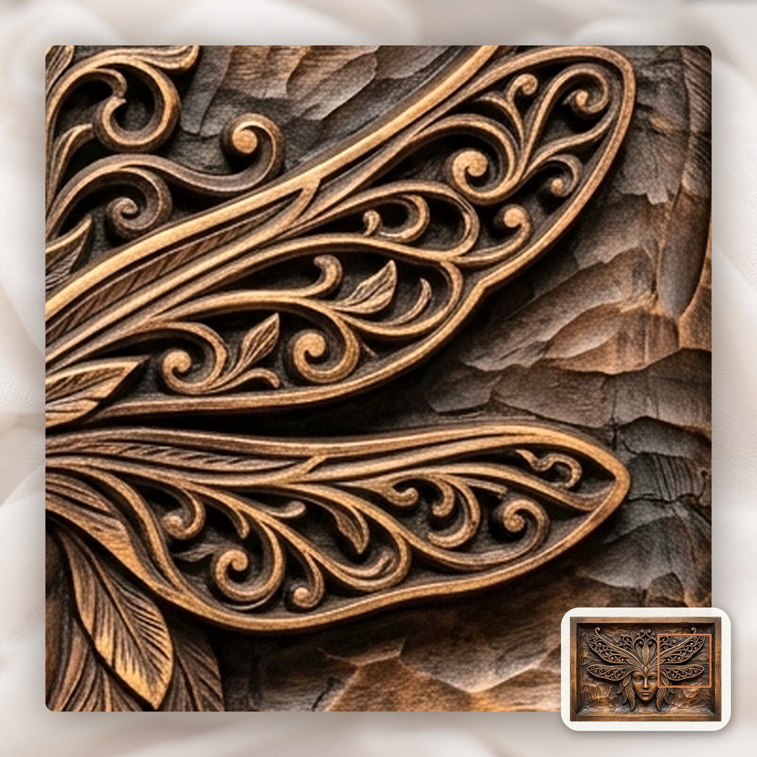 Mystical Dragonfly Mask Crown CNC Relief STL bas-relief STL — view 12