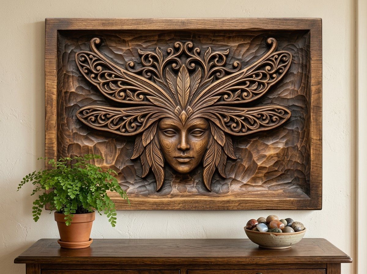 Mystical Dragonfly Mask Crown CNC Relief STL bas-relief STL — view 13