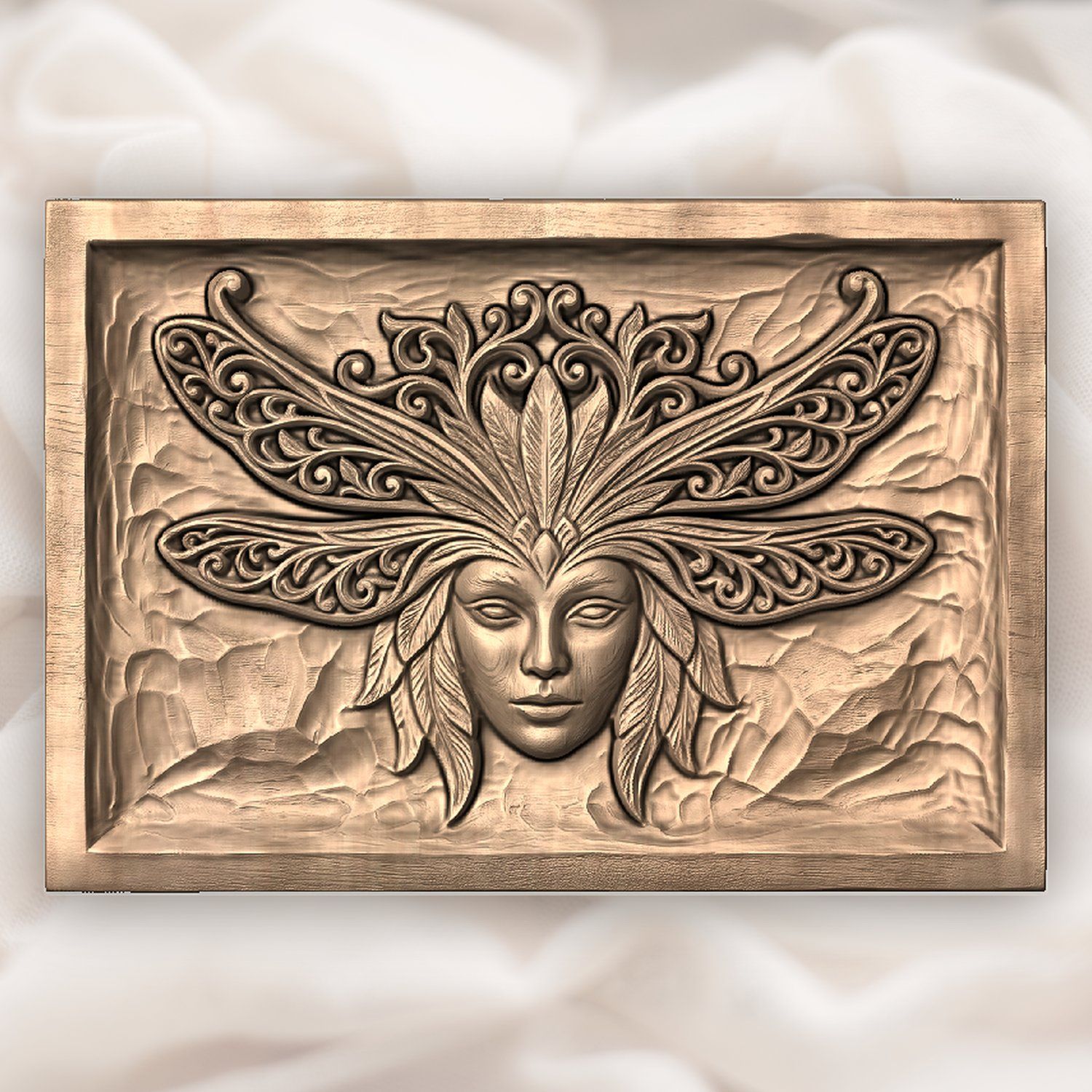 Mystical Dragonfly Mask Crown CNC Relief STL bas-relief STL — view 5