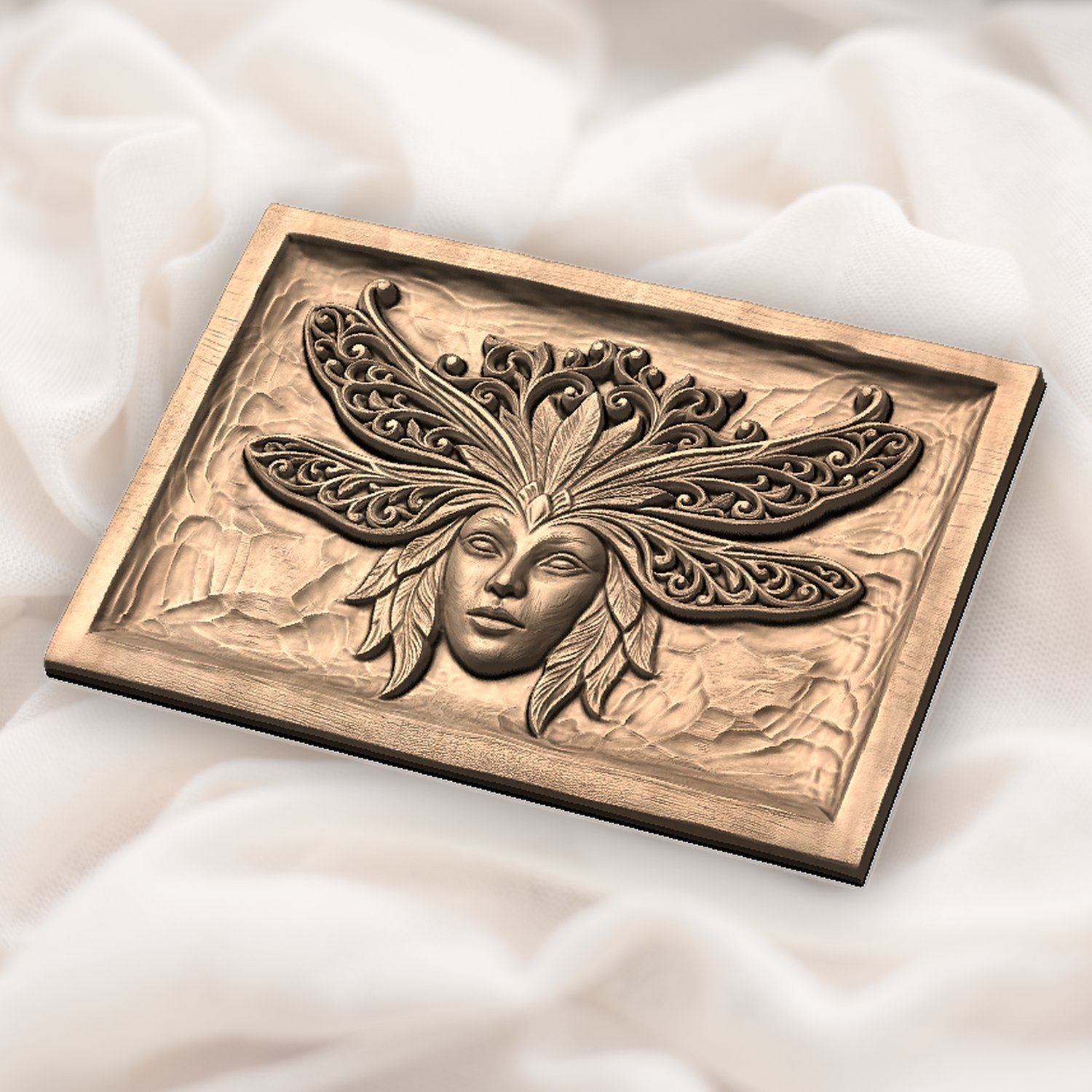 Mystical Dragonfly Mask Crown CNC Relief STL bas-relief STL — view 6