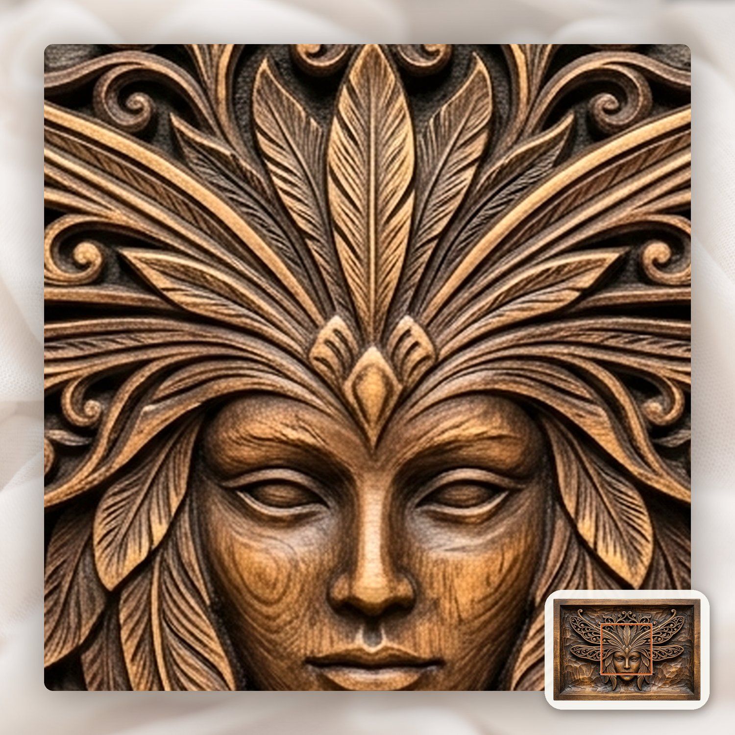 Mystical Dragonfly Mask Crown CNC Relief STL bas-relief STL — view 11