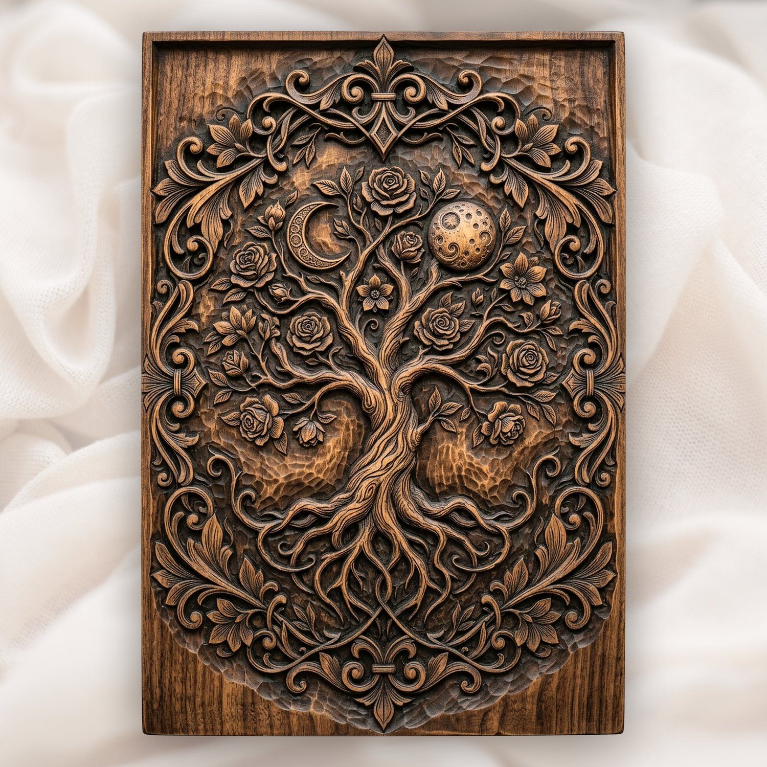 Mystical Tree of Life and Moons CNC Relief STL bas-relief STL design