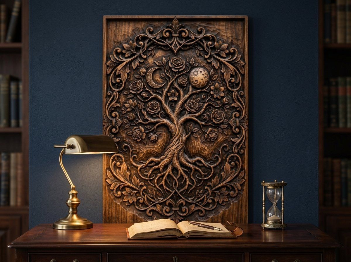 Mystical Tree of Life and Moons CNC Relief STL bas-relief STL — view 13