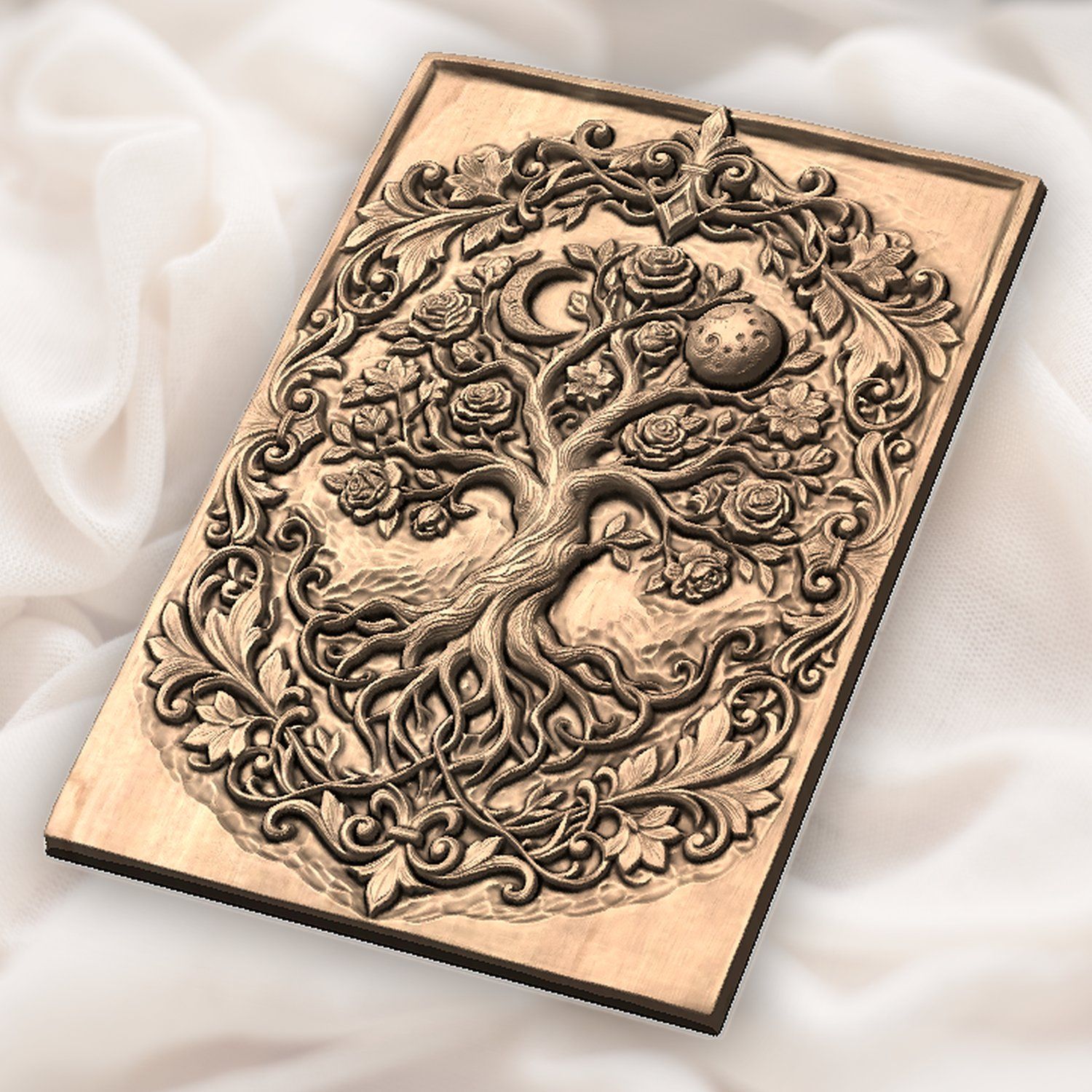 Mystical Tree of Life and Moons CNC Relief STL bas-relief STL — view 5