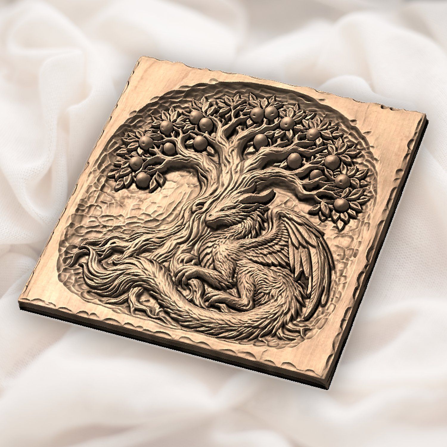 Mythical Dragon Under Fruit Tree CNC Relief STL bas-relief STL — view 4