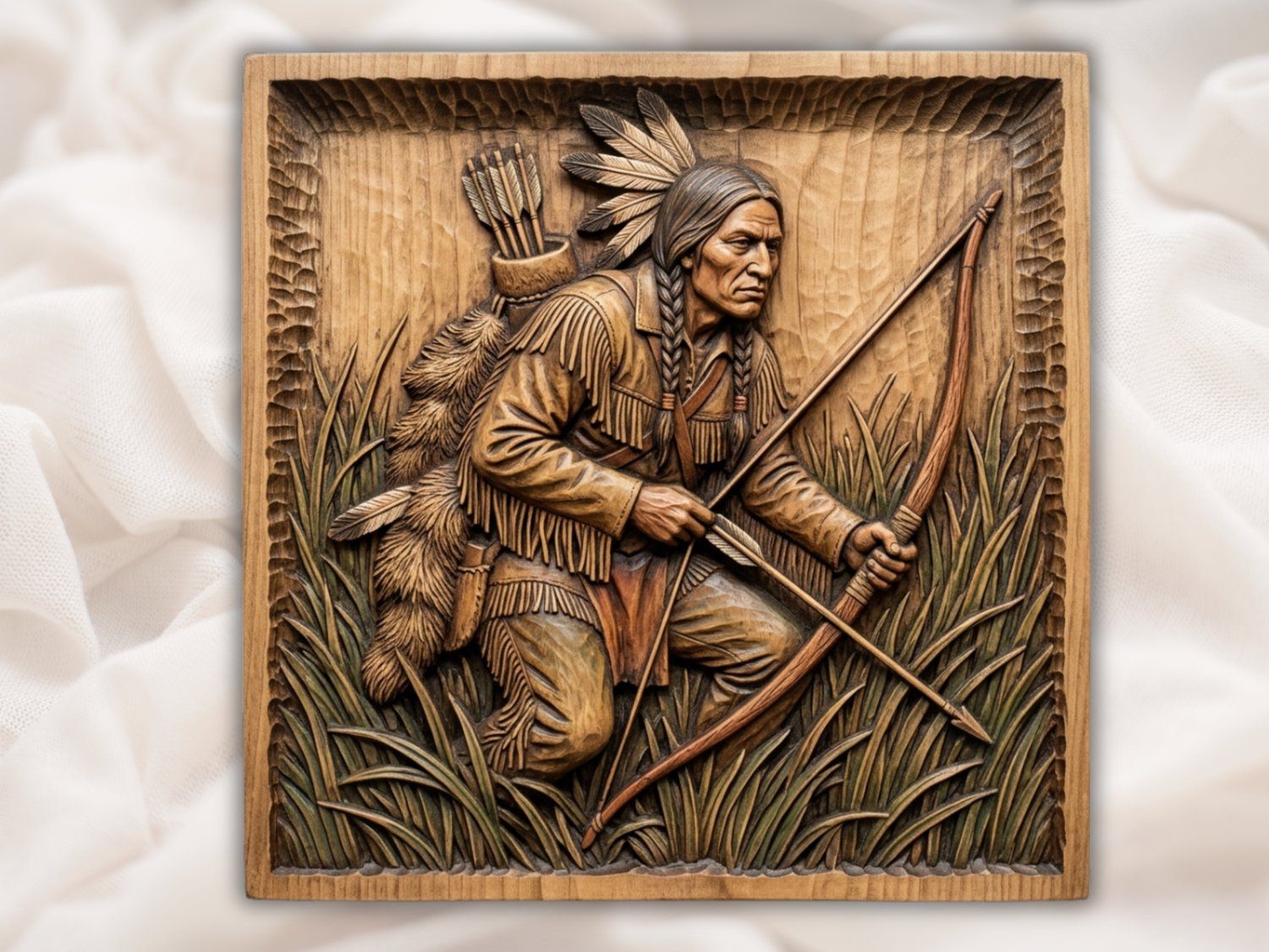Native American Archer Wall Art bas-relief STL — view 2