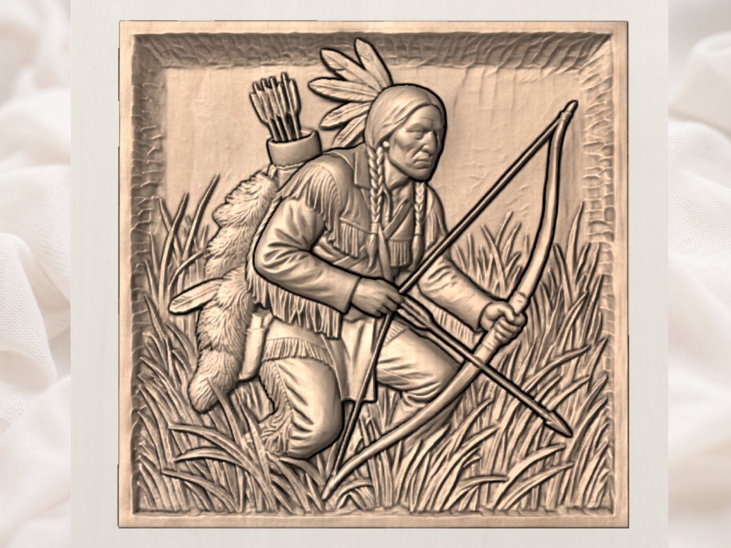 Native American Archer Wall Art bas-relief STL — view 3