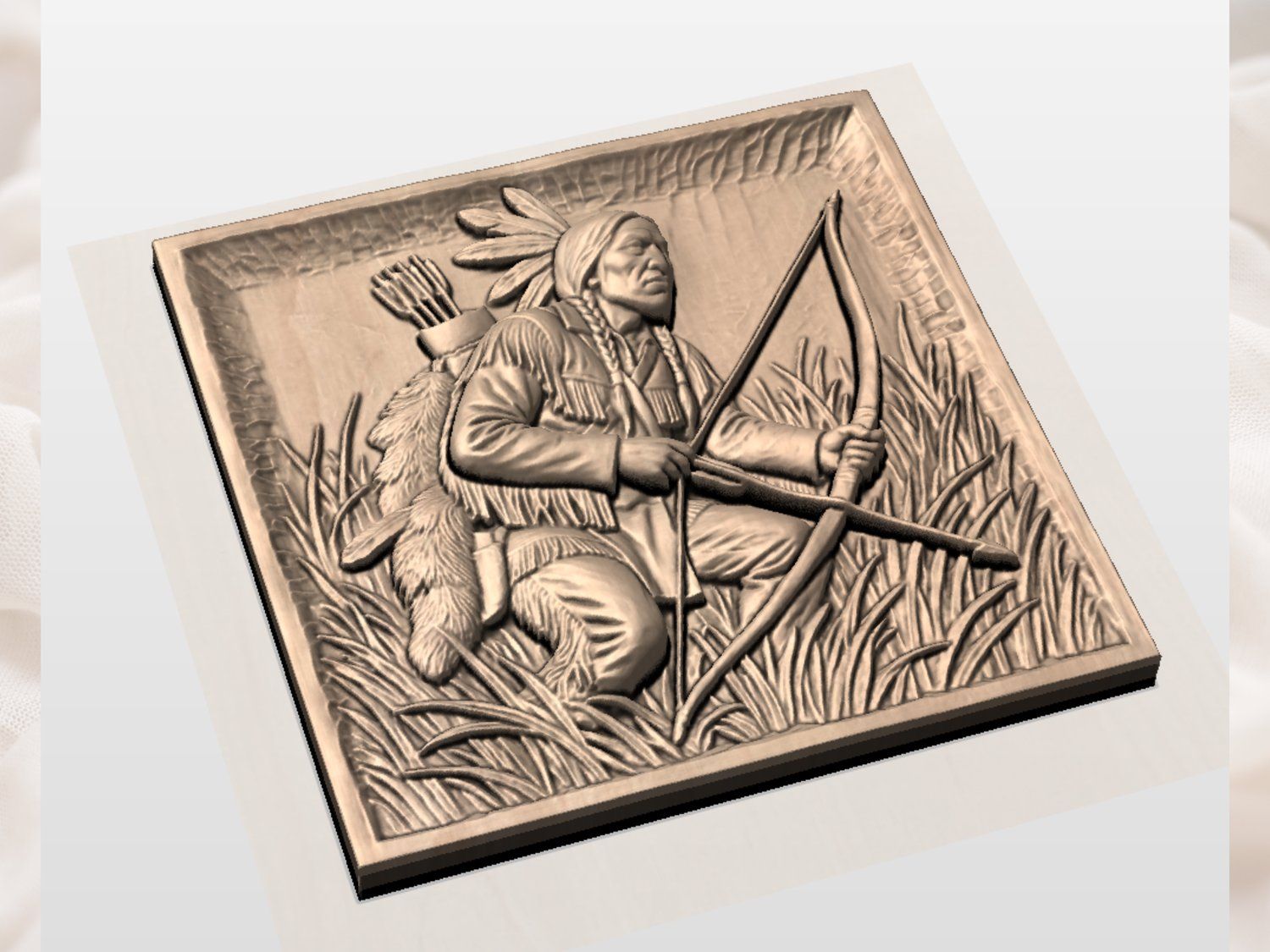 Native American Archer Wall Art bas-relief STL — view 4