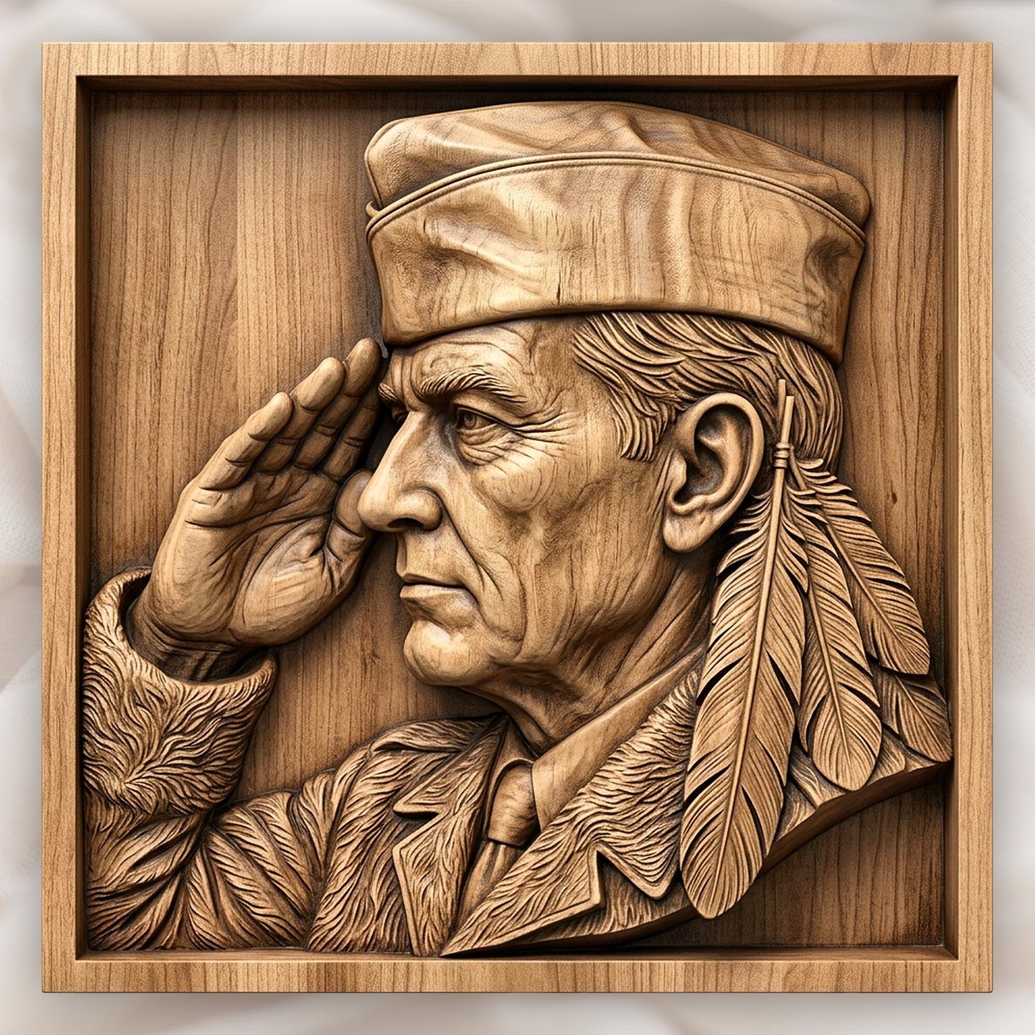 Native American Veteran Saluting CNC Relief STL bas-relief STL design