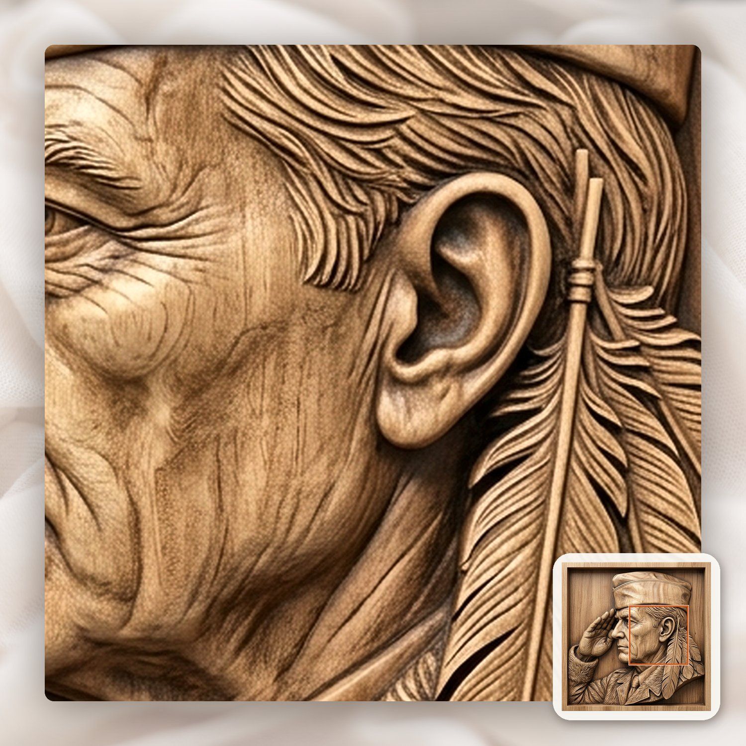 Native American Veteran Saluting CNC Relief STL bas-relief STL — view 11